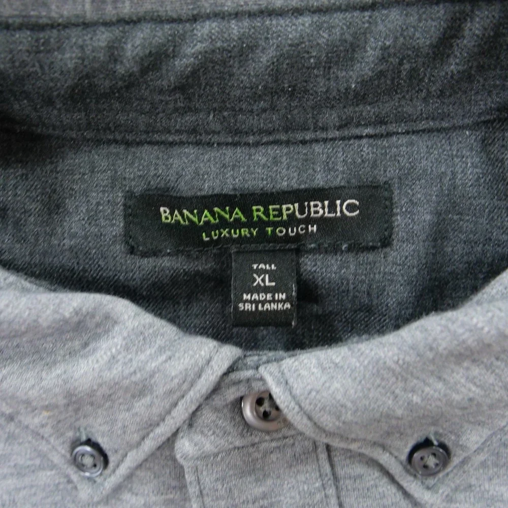 Banana Republic Shirt Mens Extra Large Gray Button Luxury Touch Long Sleeve